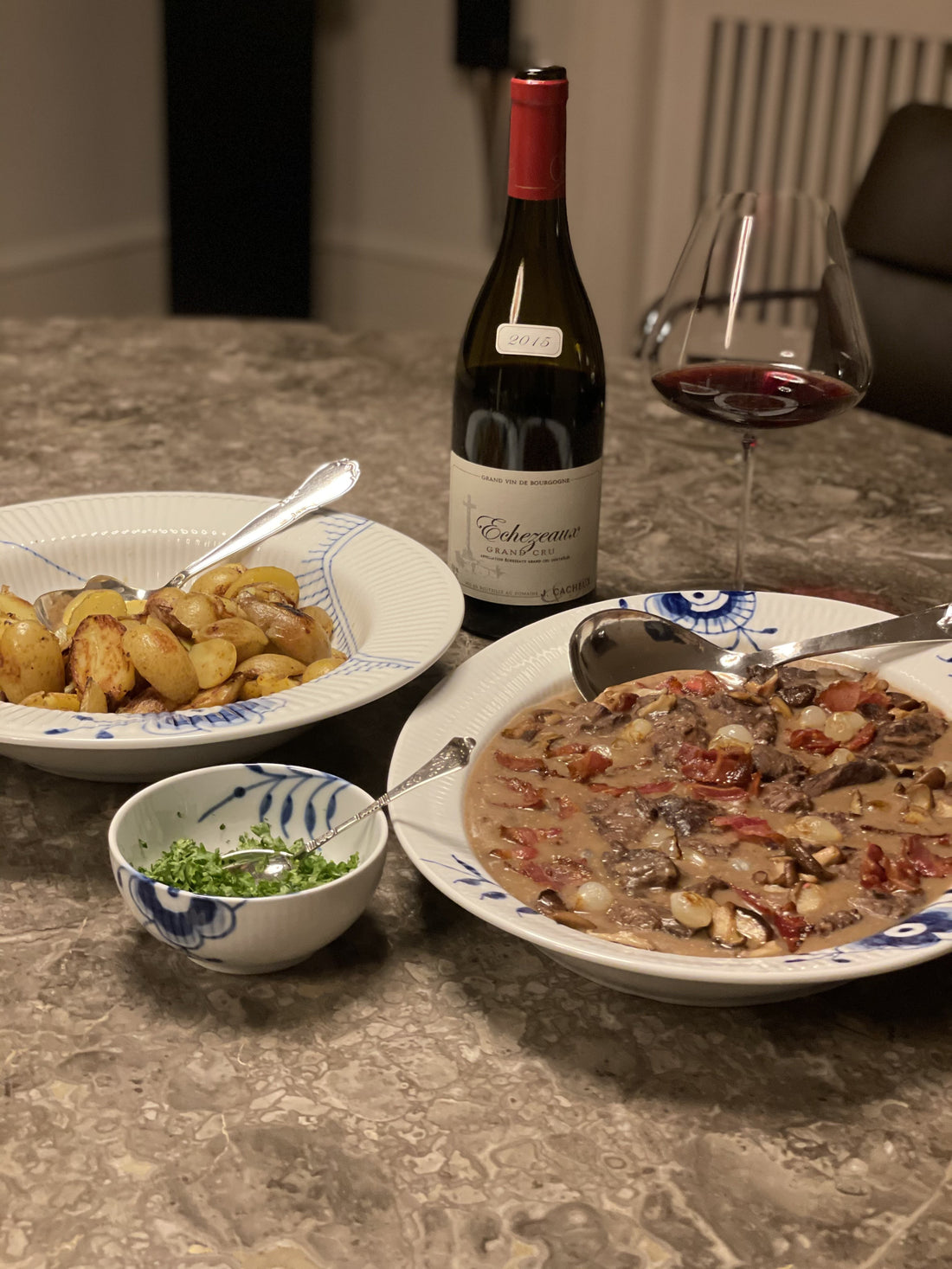 Echezeaux, Grand Cru, 2015 og Boeuf à la Bourguignonne